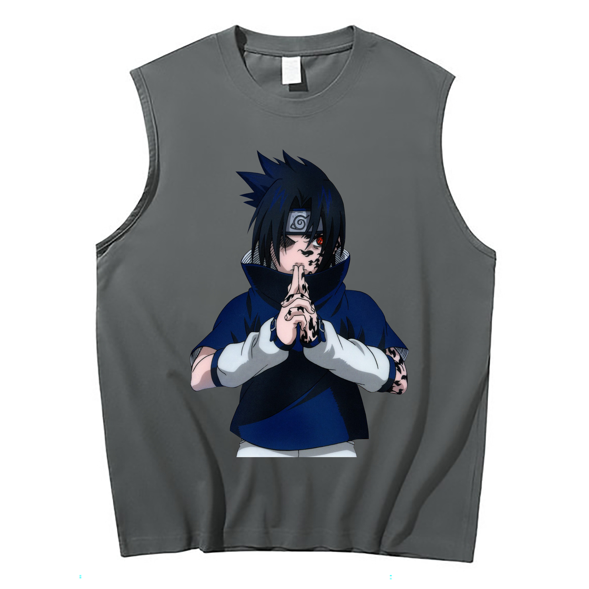 （画像用） NARUTO -ナルト- うちは サスケ Uchiha Sasuke コットン100％タンクトップ（フロントプリント）